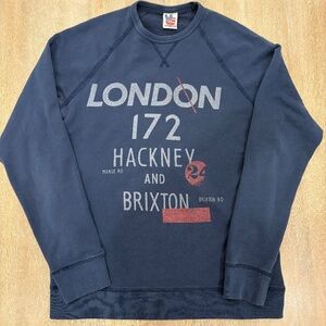Junk Food London Hackney Brixton Graphic Crewneck Sweatshirt Navy S/M